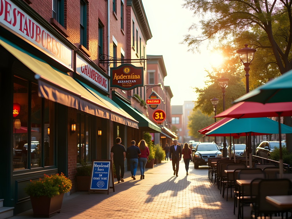 Diverse restaurant storefronts in Trenton's Chambersburg neighborhood