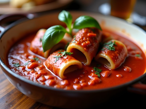 Traditional Italian Sunday gravy with braciole being served in a Waterbury restaurant