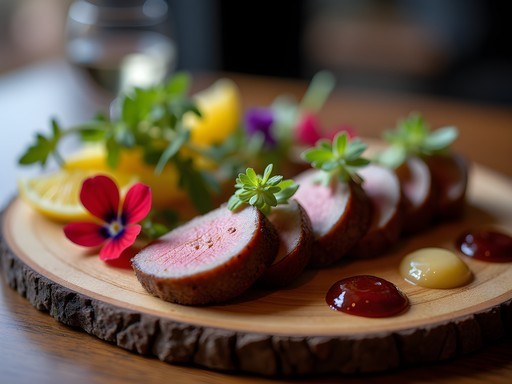 Beautifully presented game meat tasting platter at Stellenbosch Wine Bar in Windhoek