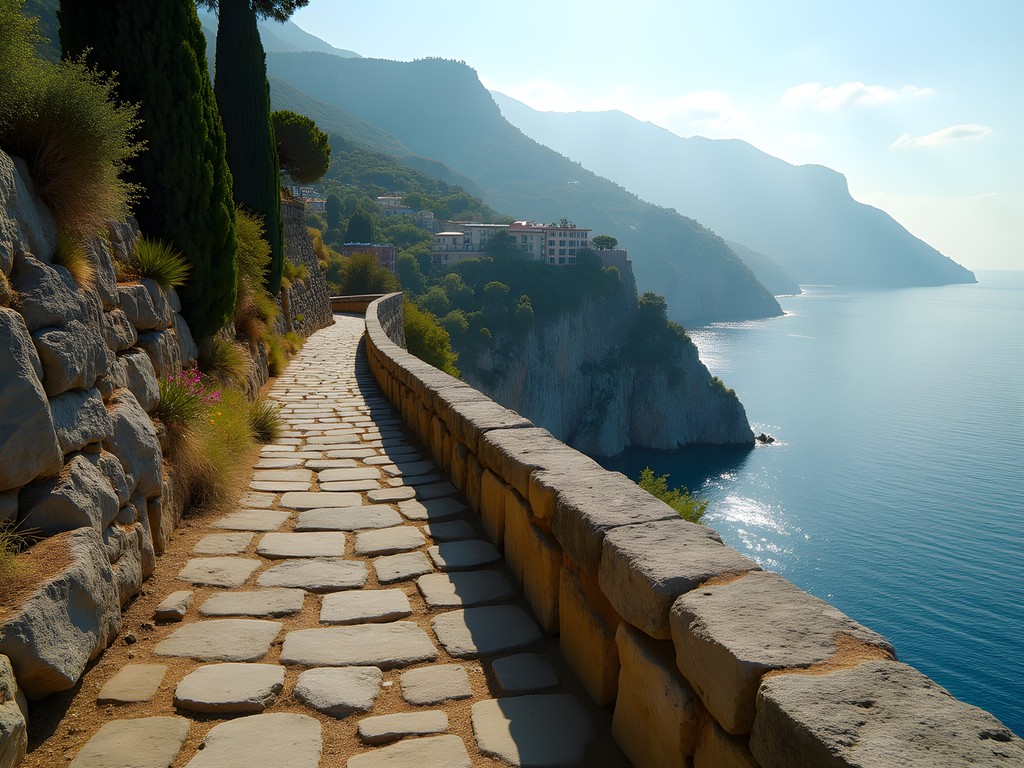 Historic Path of the Gods (Sentiero degli Dei) ancient Roman route along the Amalfi Coast cliffs