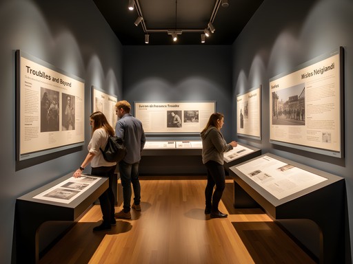 Educational exhibit about the Troubles at Ulster Museum with historical artifacts and information panels