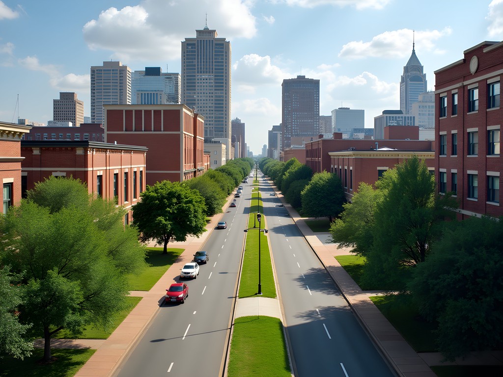 Birmingham Civil Rights District overview showing 16th Street Baptist Church and surrounding historic sites
