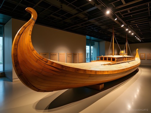 Ancient Egyptian solar boat in the dedicated museum beside the Great Pyramid of Giza