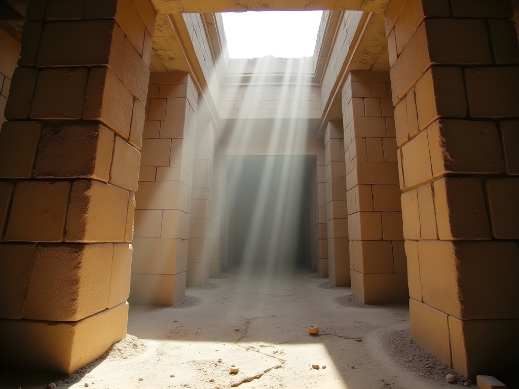 Unfinished stone architecture in Sultan Hassan's abandoned mausoleum showing construction techniques
