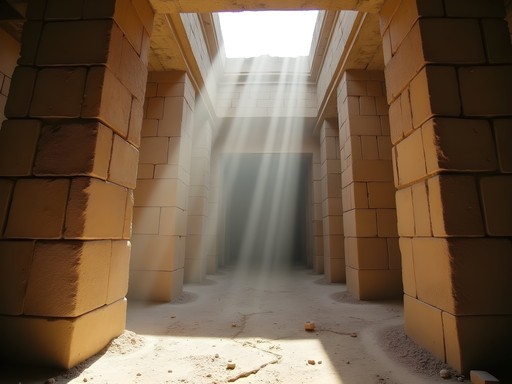Unfinished stone architecture in Sultan Hassan's abandoned mausoleum showing construction techniques