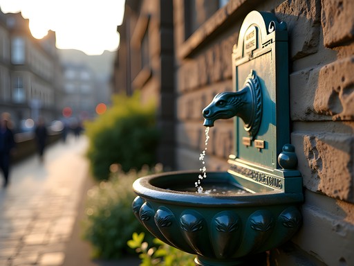 Bronze Witches' Well memorial fountain on Edinburgh Castle esplanade