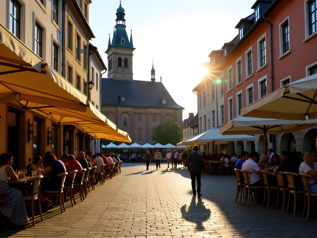 Historic Vrijthof Square in Maastricht with St. Servatius Basilica