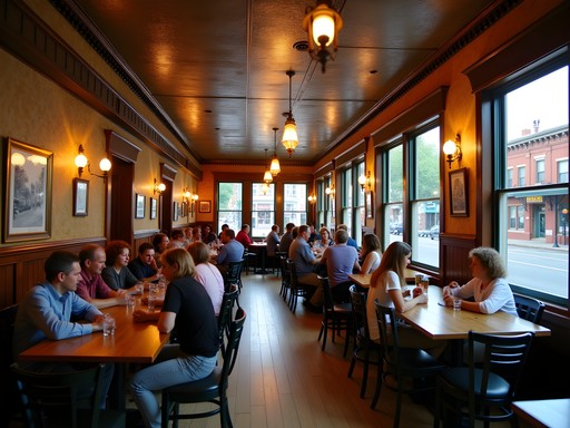 Interior of historic restaurant in Grand Forks with original architectural features