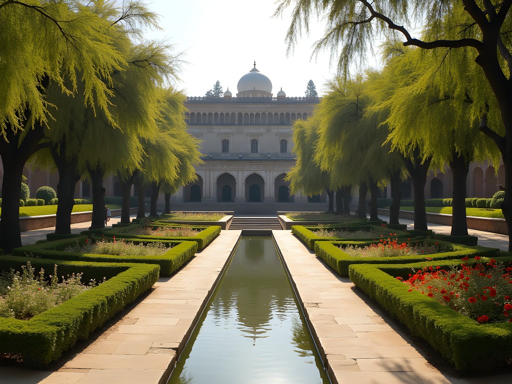 Terraced gardens and water channels at Bagh-e Babur in Kabul
