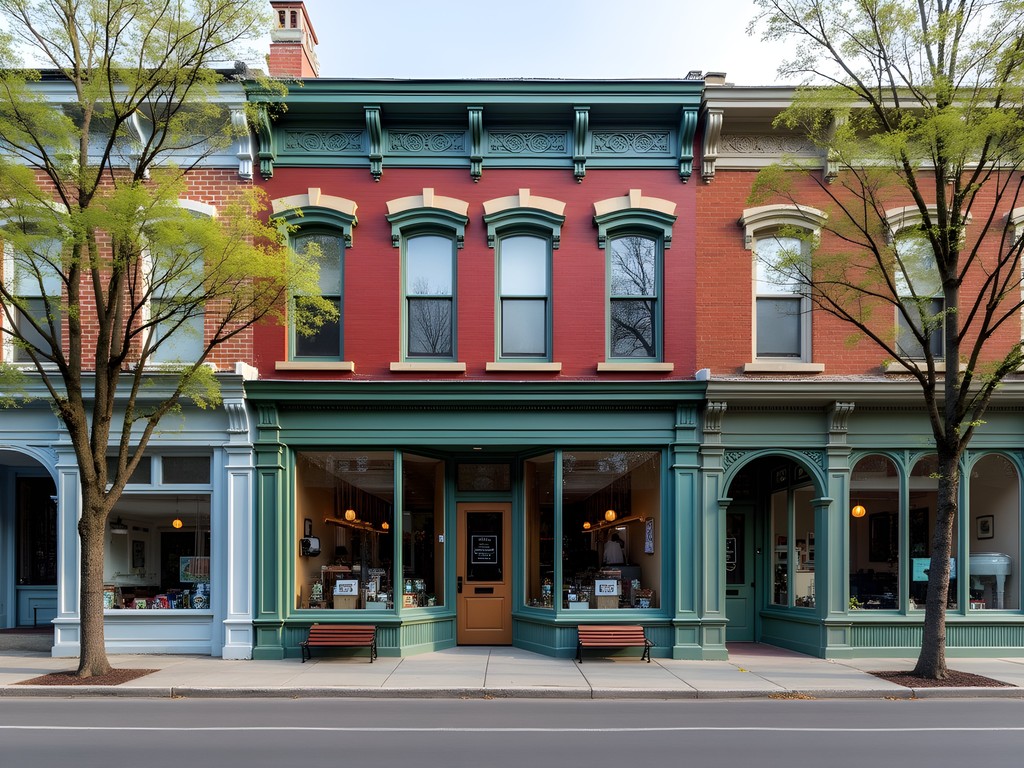 Historic commercial buildings along Clifton Avenue in downtown Lakewood