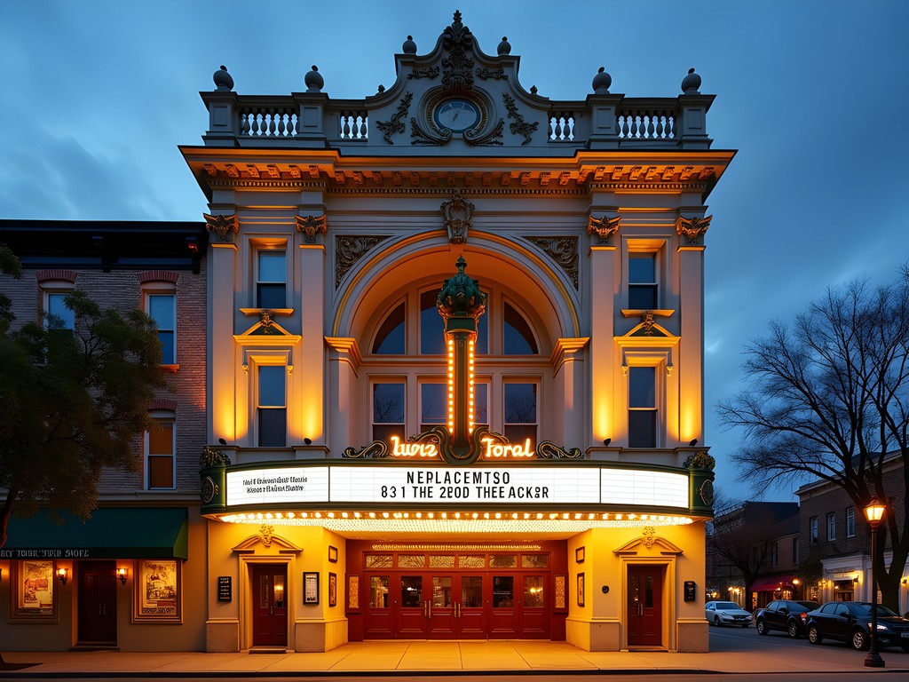 Historic Strand Theater facade in downtown Lakewood, New Jersey