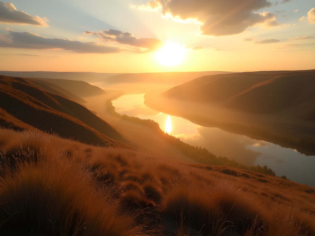 Sunrise view from Crying Hill sacred site overlooking Mandan