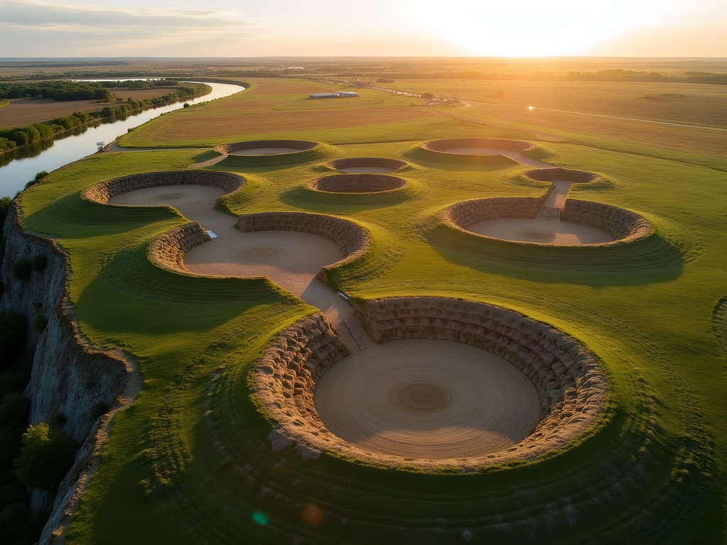 Aerial view of Double Ditch Indian Village archaeological site