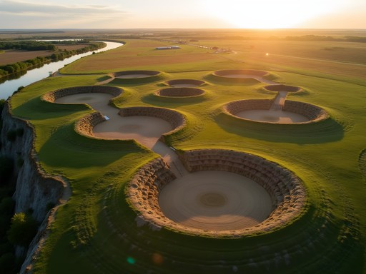 Aerial view of Double Ditch Indian Village archaeological site