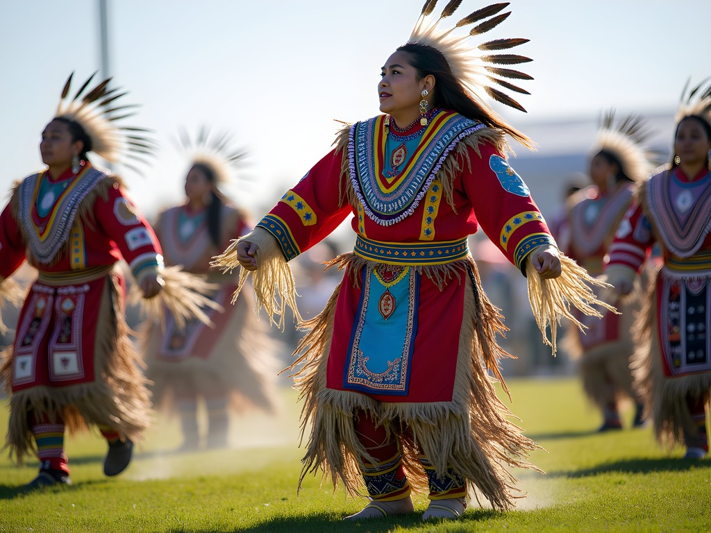 Traditional dancers at Mandan cultural celebration