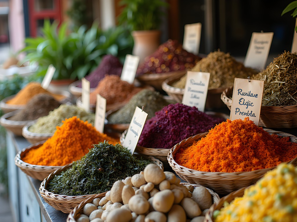 Traditional medicinal herbs at Mercado Juárez in Monterrey