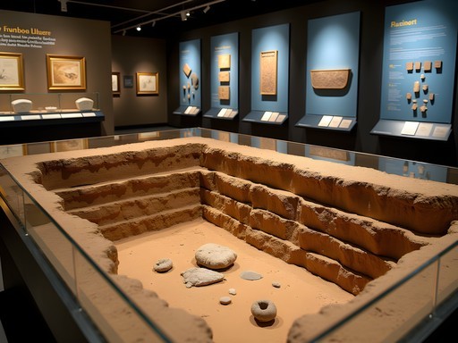 Archaeological excavation site at Place Royale showing layers of Montreal's history