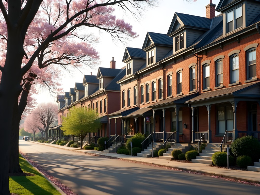 Historic worker housing district in Mount Vernon with row homes