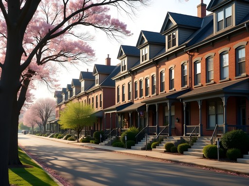 Historic worker housing district in Mount Vernon with row homes