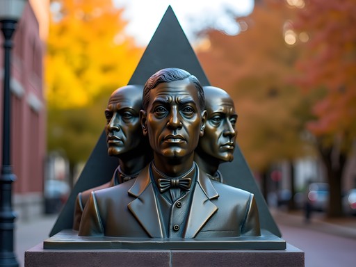 Bronze Amistad Memorial sculpture in downtown New Haven