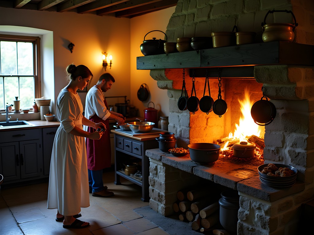 Colonial hearth cooking demonstration at Pardee Morris House