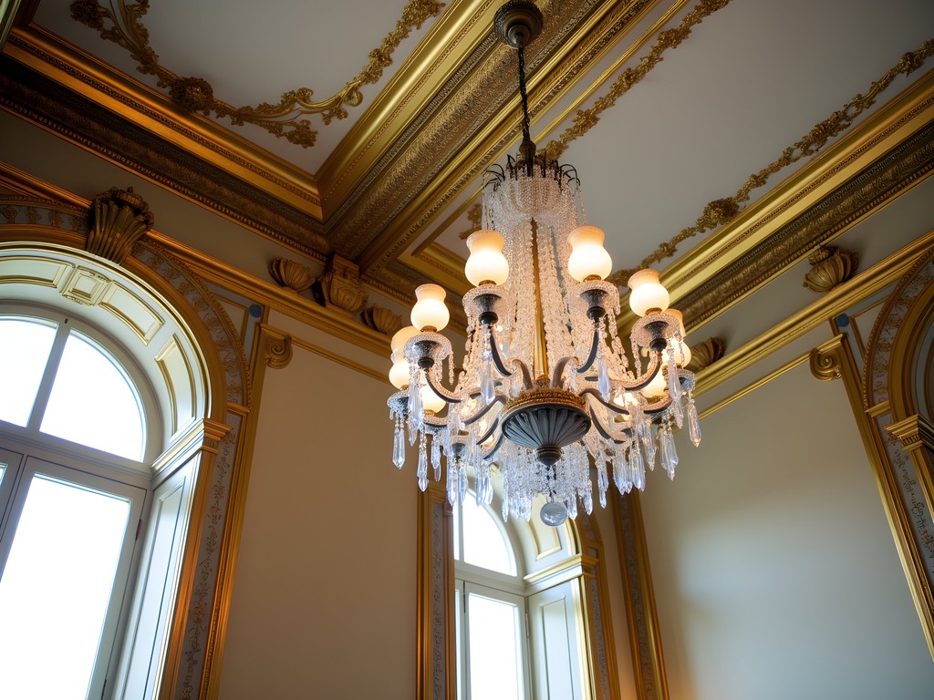 Ornate gold-leaf ceiling detail in Marble House mansion showing Gilded Age craftsmanship