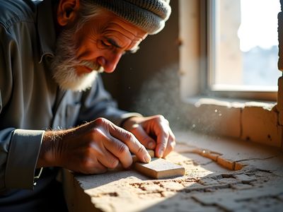 Local Syrian artisan demonstrating traditional stone carving techniques in Palmyra