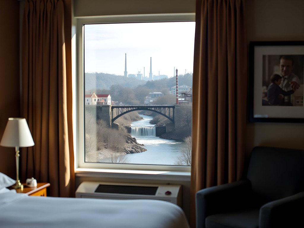 View of Paterson Great Falls from budget hotel room window