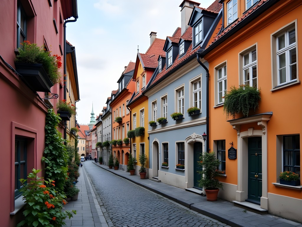 Colorful historic Bamberger houses in Jeżyce district of Poznan