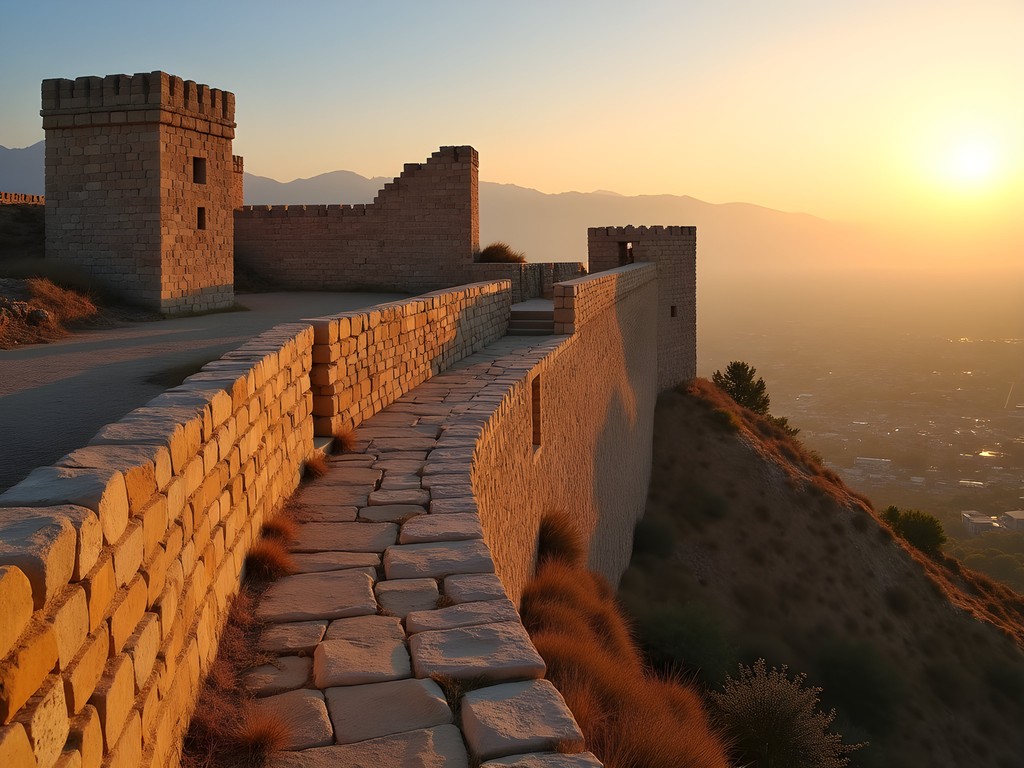 Ancient stone fortress of Miri Qalat near Quetta at sunset