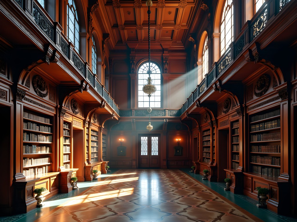 Ornate interior of the Royal Portuguese Reading Room in Rio de Janeiro showing neo-Manueline architecture