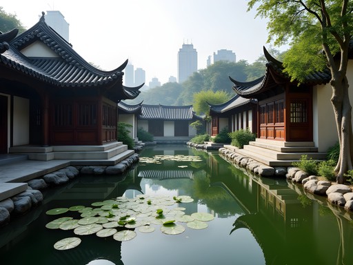 Traditional Chinese pavilions and ponds at Yu Garden Shanghai