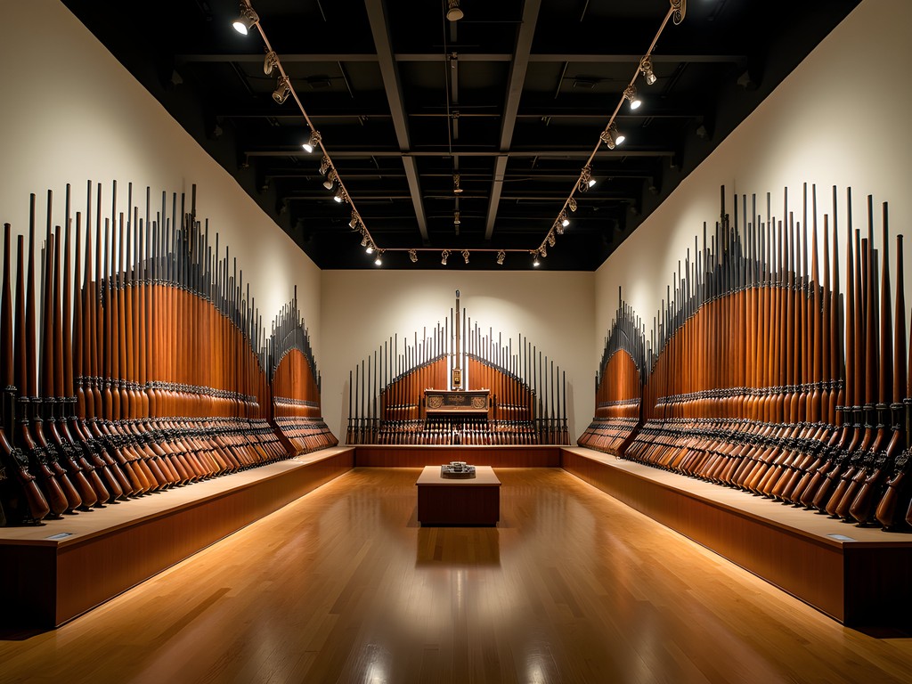 Historic Organ of Muskets display at Springfield Armory National Historic Site Massachusetts
