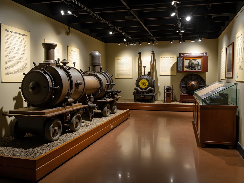 Historic mining equipment display at Timmins Museum showing drill bits and ventilation components