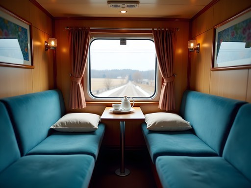 Interior of a second-class (kupe) compartment on the Trans-Siberian Railway