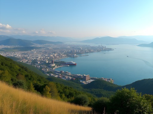 Panoramic view of Vladivostok and Golden Horn Bay from Eagle's Nest Hill