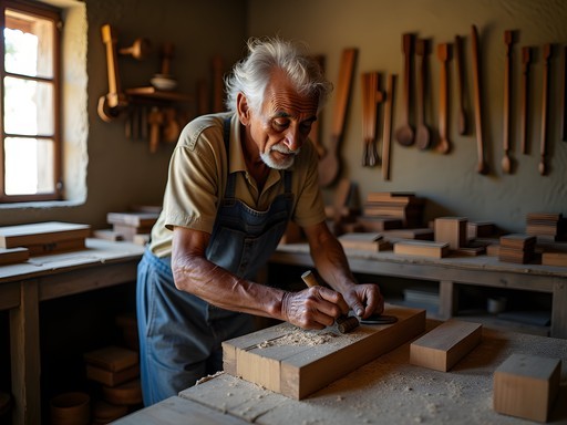 Local craftsman demonstrating traditional woodworking techniques in Trinidad