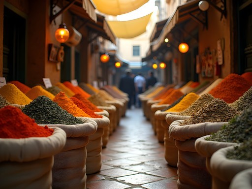Colorful spice displays in Tripoli's historic Medina market