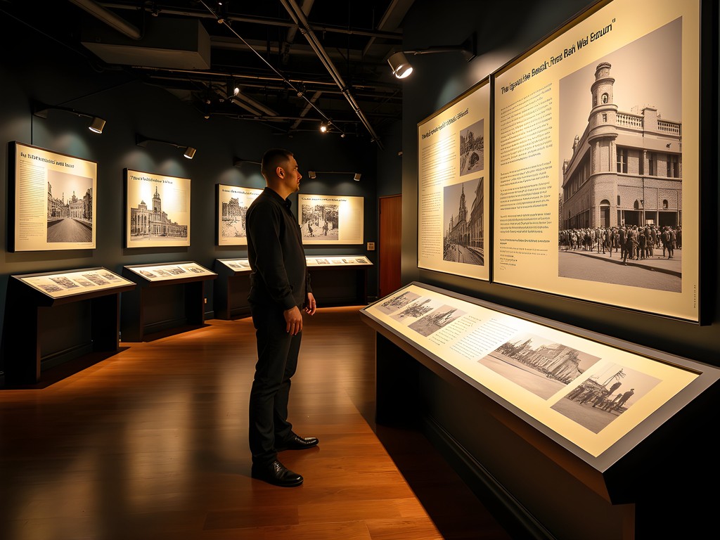 Interactive exhibit inside Greenwood Rising historical center showing the prosperity of Black Wall Street before 1921