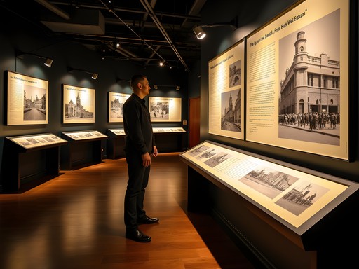 Interactive exhibit inside Greenwood Rising historical center showing the prosperity of Black Wall Street before 1921