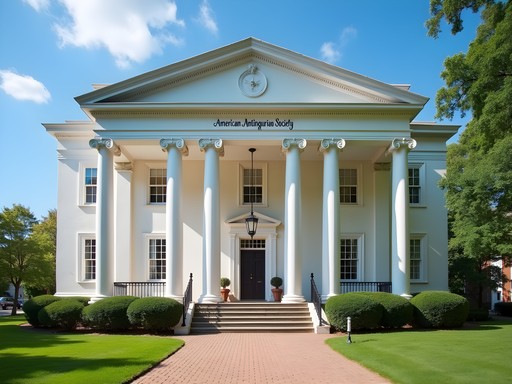Historic exterior of the American Antiquarian Society building in Worcester