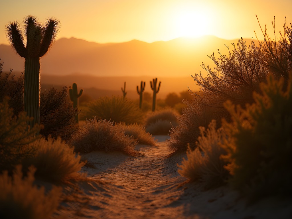Desert sunrise at Oliver Lee Memorial State Park with silhouettes of native wildlife