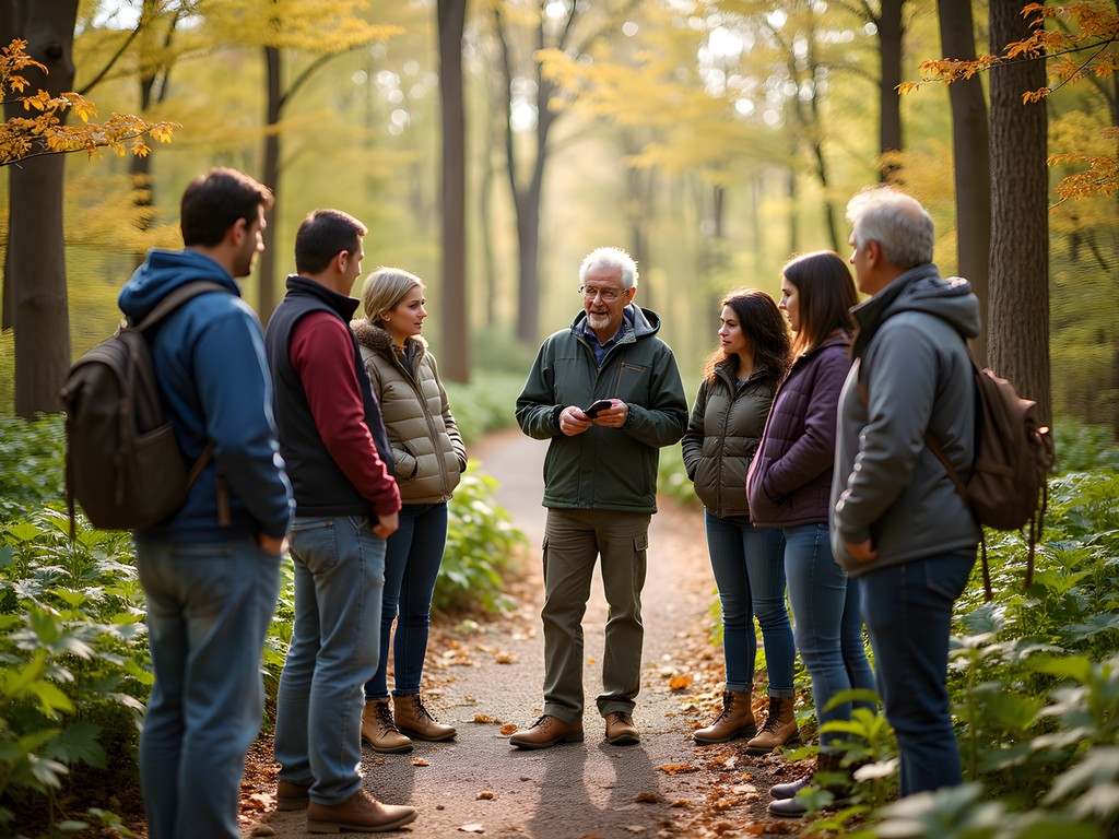 Guide explaining indigenous plant uses during an Indigenous History Walk in Ames, Iowa