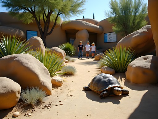 Desert habitat exhibit with native plants and animals at California Living Museum (CALM) in Bakersfield