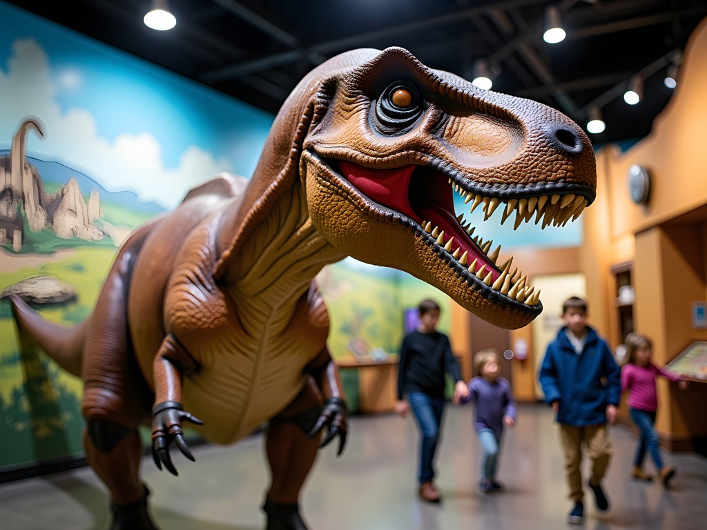 Animatronic dinosaur exhibit at Children's Museum of South Dakota
