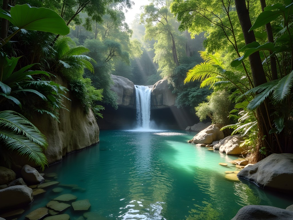 Secret upper pool at Josephine Falls with emerald waters and lush rainforest surroundings