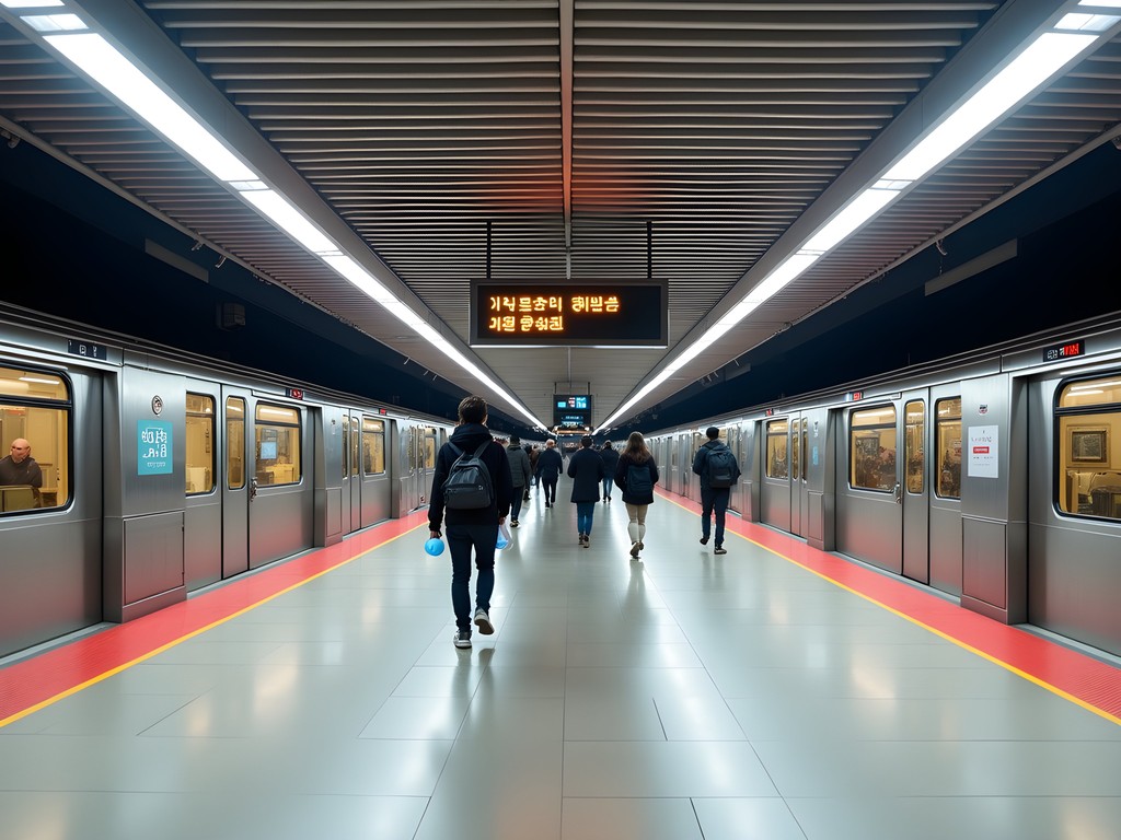 Banwoldang Station central transfer point in Daegu subway system