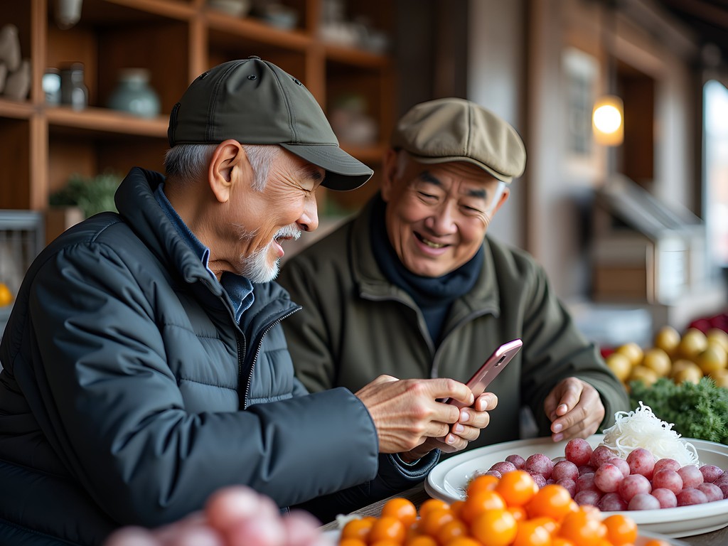 Cultural exchange through smartphone photos at traditional market in Daegu