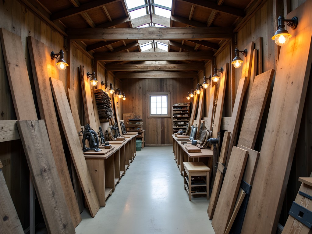Architectural salvage yard in Des Moines featuring reclaimed agricultural materials and barn wood