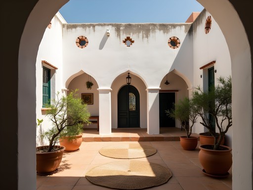 Traditional courtyard home in Djibouti with geometric architectural details